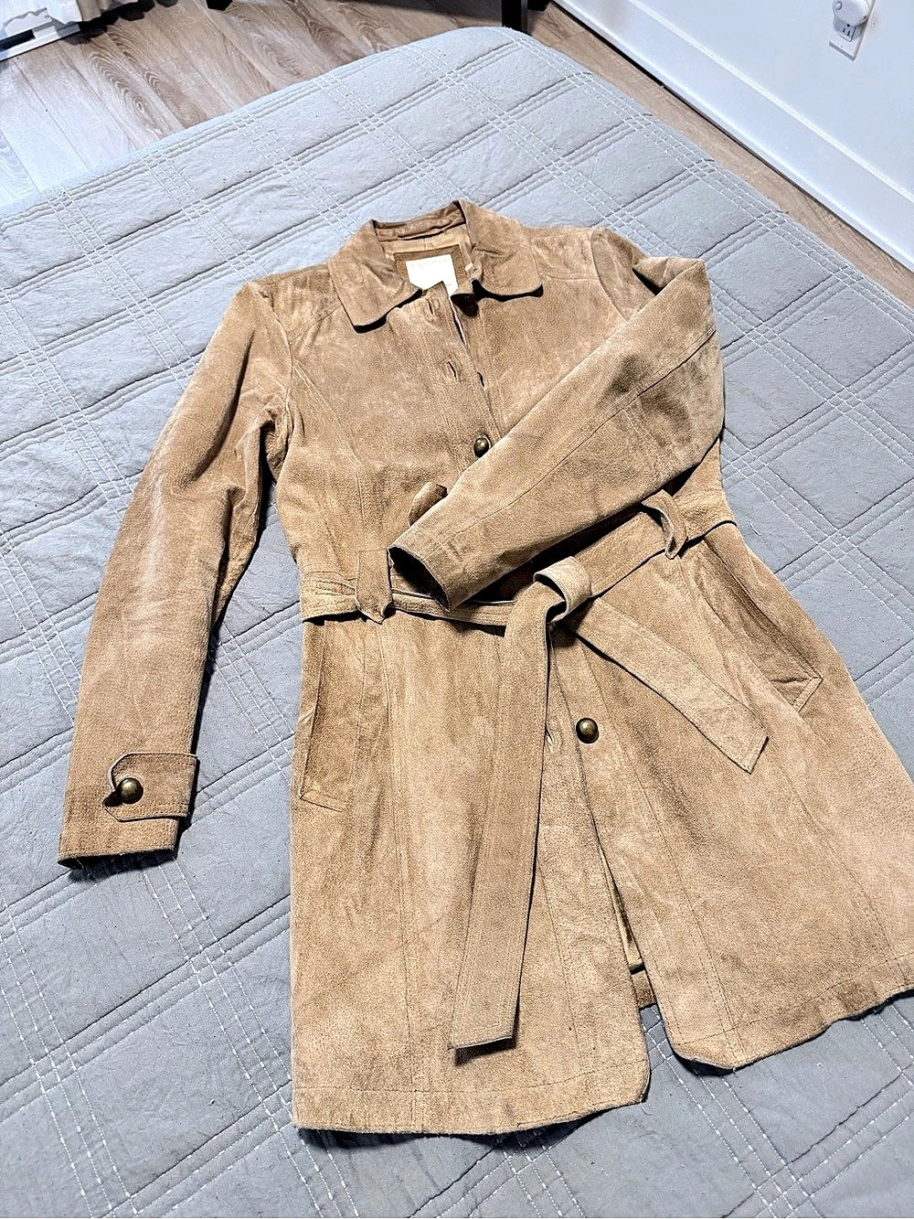 Esprit Suede-Look Trench Coat in Brown US 10 Like New